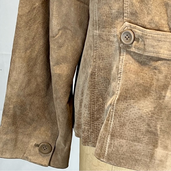 Leather suede blazer women’s suit jacket coat earthy brown tailored LOFT - Picture 8 of 11